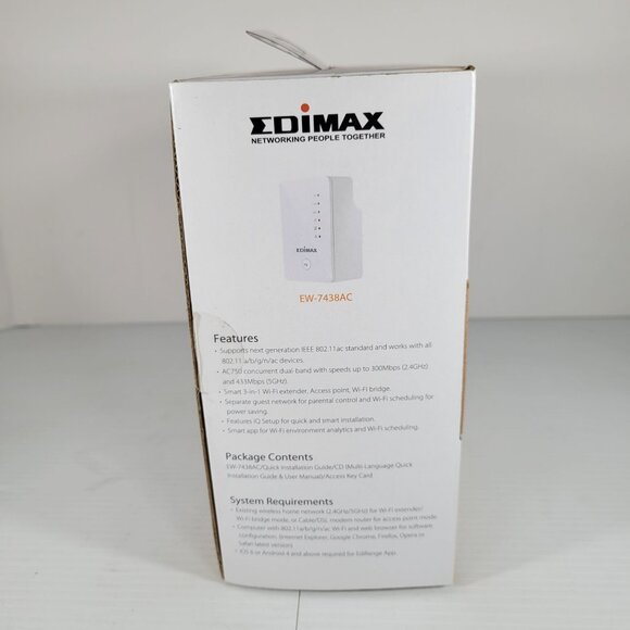 Edimax Smart‎ AC750 Dual-Band Wi-Fi Extender EW-7438AC - Picture 4 of 13
